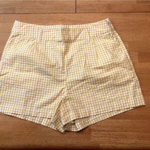 A New Day High Waist Yellow Plaid Shorts Women's Size 14